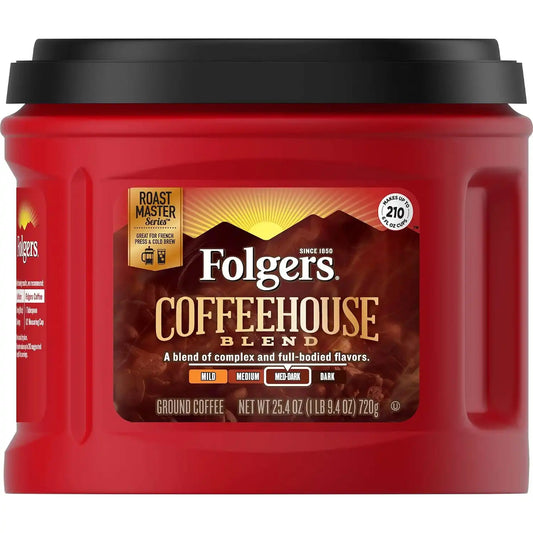 Folgers Coffeehouse Blend Medium Dark Roast Ground Coffee, 25.4 Ounces (Pack of 6)