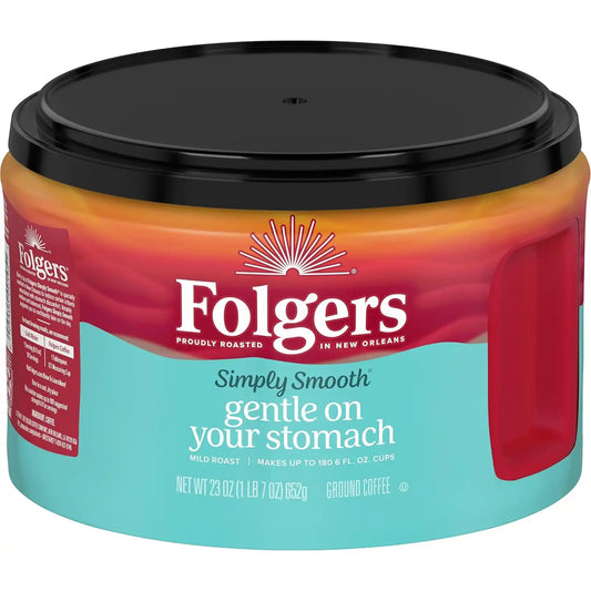 Folgers Simply Smooth Ground Coffee, Mild Roast, 6 Canisters