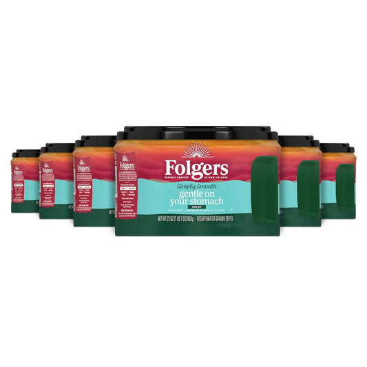 Folgers Simply Smooth Decaf Ground Coffee, 23 Oz. Canister (Pack of 6)