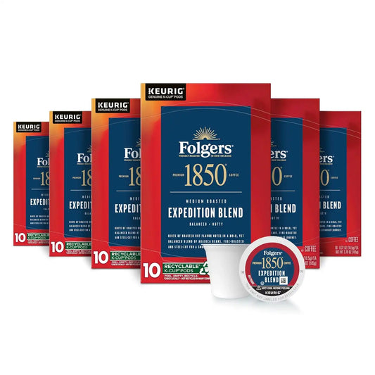 Folgers 1850 Expedition Blend Coffee, Keurig K-Cup Pods, 60 Count