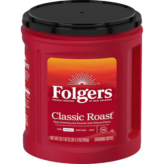 Folgers Classic Roast Ground Coffee, Medium Roast, 33.7 Oz. Canister