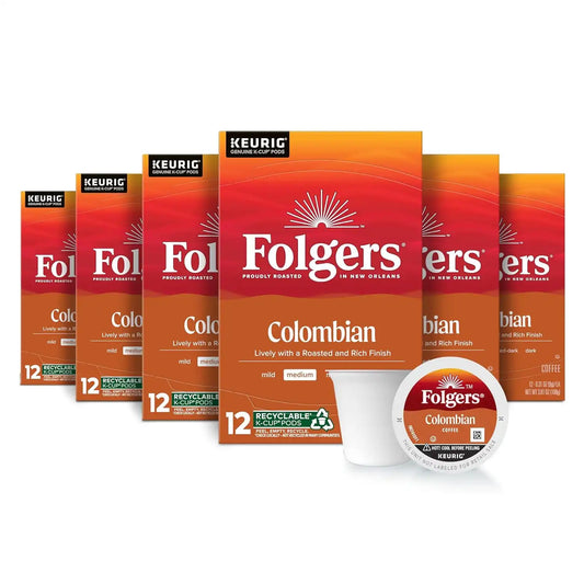 Folgers Colombian Coffee, Medium Roast, Keurig K-Cup Pods, 72 Count