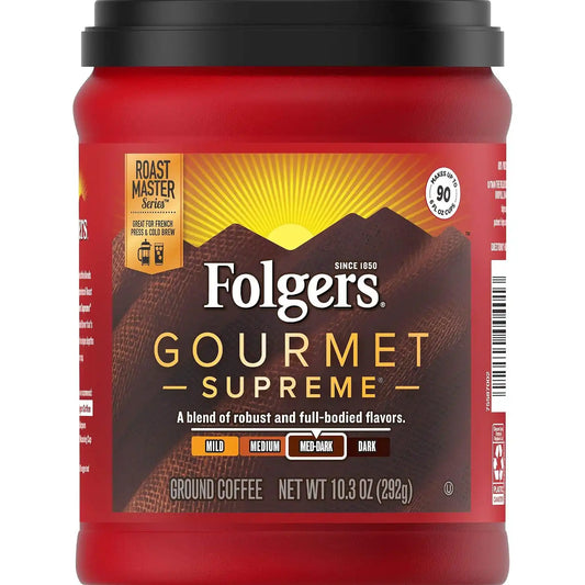Folgers Gourmet Supreme Medium Dark Roast Ground Coffee, 10.3 Ounces